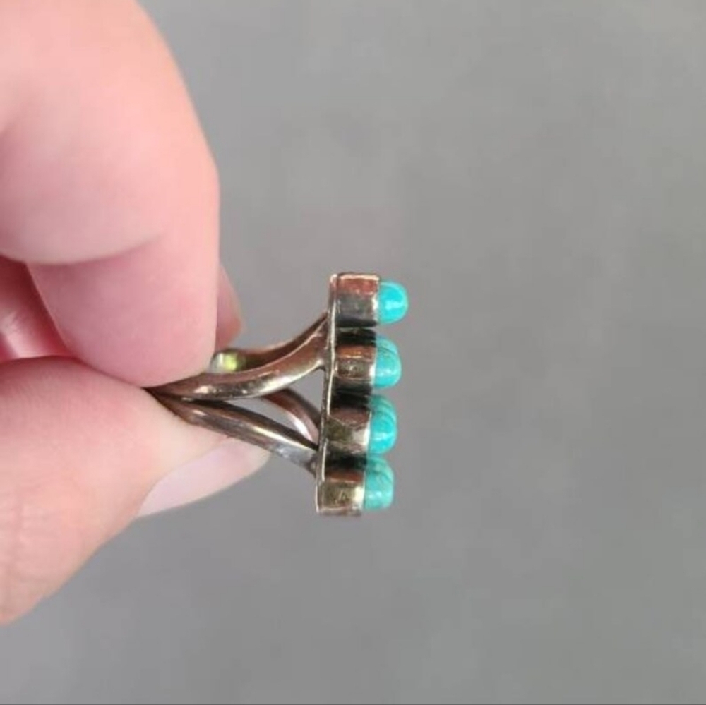Turquoise Silver Statement Ring - image 5